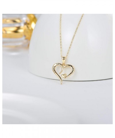 14k Gold I love You Forever Heart Necklace for Women, Real Gold Love Jewelry for Her, 16+1+1 Inch Yellow Gold gold $86.36 Nec...