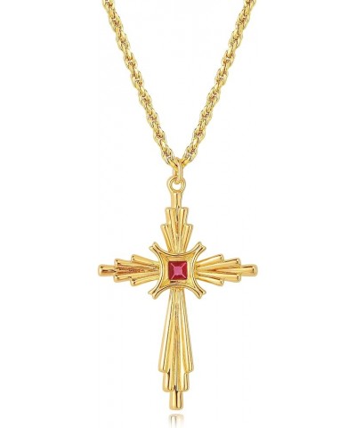 Cross Necklace for Women 14K Gold Plated Cubic Zirconia Cross Pendant Necklaces Christian Jewelry Gifts for Women CZ-Circular...