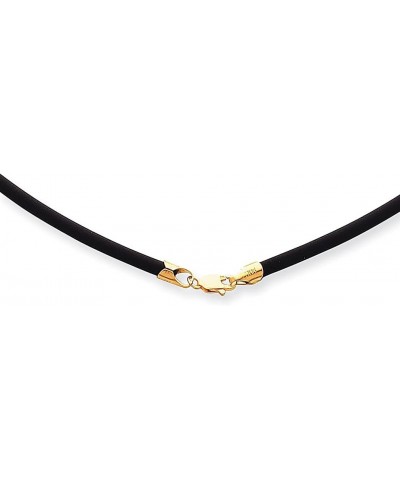 14k Yellow Gold 3mm 20 Inch Black Rubber Cord Chain Necklace Pendant Charm Leather Fine Jewelry For Women Gifts For Her $85.1...