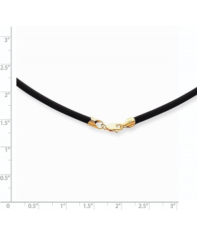 14k Yellow Gold 3mm 20 Inch Black Rubber Cord Chain Necklace Pendant Charm Leather Fine Jewelry For Women Gifts For Her $85.1...