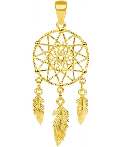 14k Yellow Gold Dainty Dreamcatcher Pendant $38.25 Necklaces