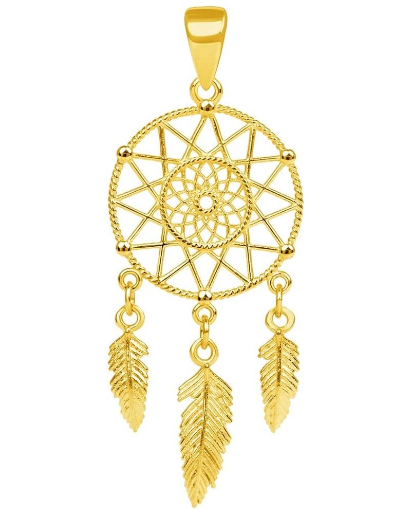 14k Yellow Gold Dainty Dreamcatcher Pendant $38.25 Necklaces