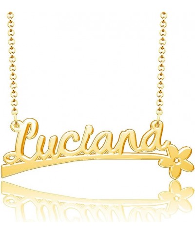 24k Gold Plated Flower Personalized Nameplate Custom Name Necklace Luciana $12.65 Necklaces