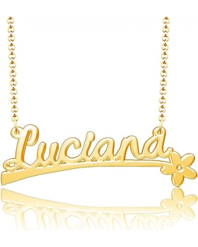 24k Gold Plated Flower Personalized Nameplate Custom Name Necklace Luciana $12.65 Necklaces