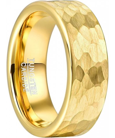 Gold Hammered Tungsten Ring 6mm/8mm Wedding Band for Men Women Hammered Finish Comfort Fit Size 5-12 8mm-Gold $10.07 Rings