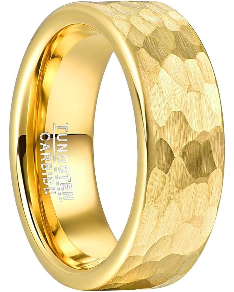 Gold Hammered Tungsten Ring 6mm/8mm Wedding Band for Men Women Hammered Finish Comfort Fit Size 5-12 8mm-Gold $10.07 Rings