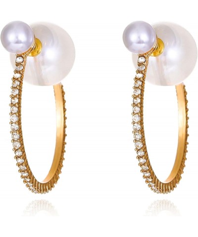 Vintage Circle Round Pearl Rhinestone Hoop Earring for Women Girls Birthday Jewelry Gift gold $7.18 Earrings