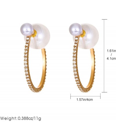 Vintage Circle Round Pearl Rhinestone Hoop Earring for Women Girls Birthday Jewelry Gift gold $7.18 Earrings