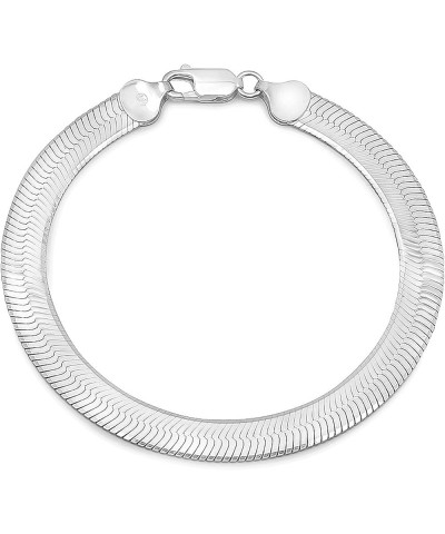 6.7mm Solid .925 Sterling Silver Flat Herringbone Chain Bracelet 8.0 Inches $29.61 Bracelets