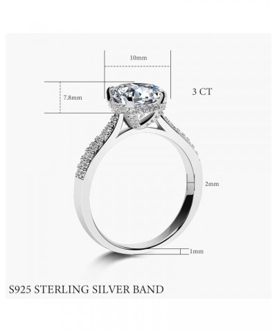 Engagement Rings,S925 Sterling Silver Solitaire 3CT CZ Engagement Rings Round/Oval/Pillow-shaped/Rectangular Promise Engageme...