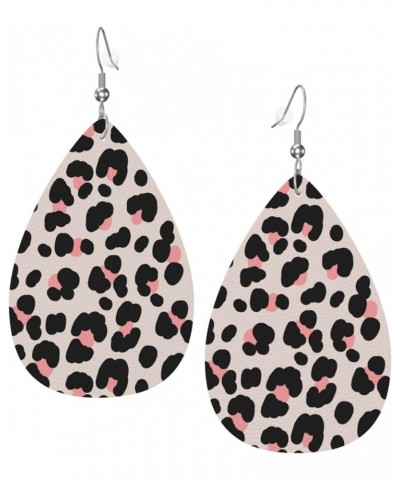 Faux Leather Earrings Wild Leopard Teardrop Dangle Earrings For Women Girls White 9 $7.66 Earrings