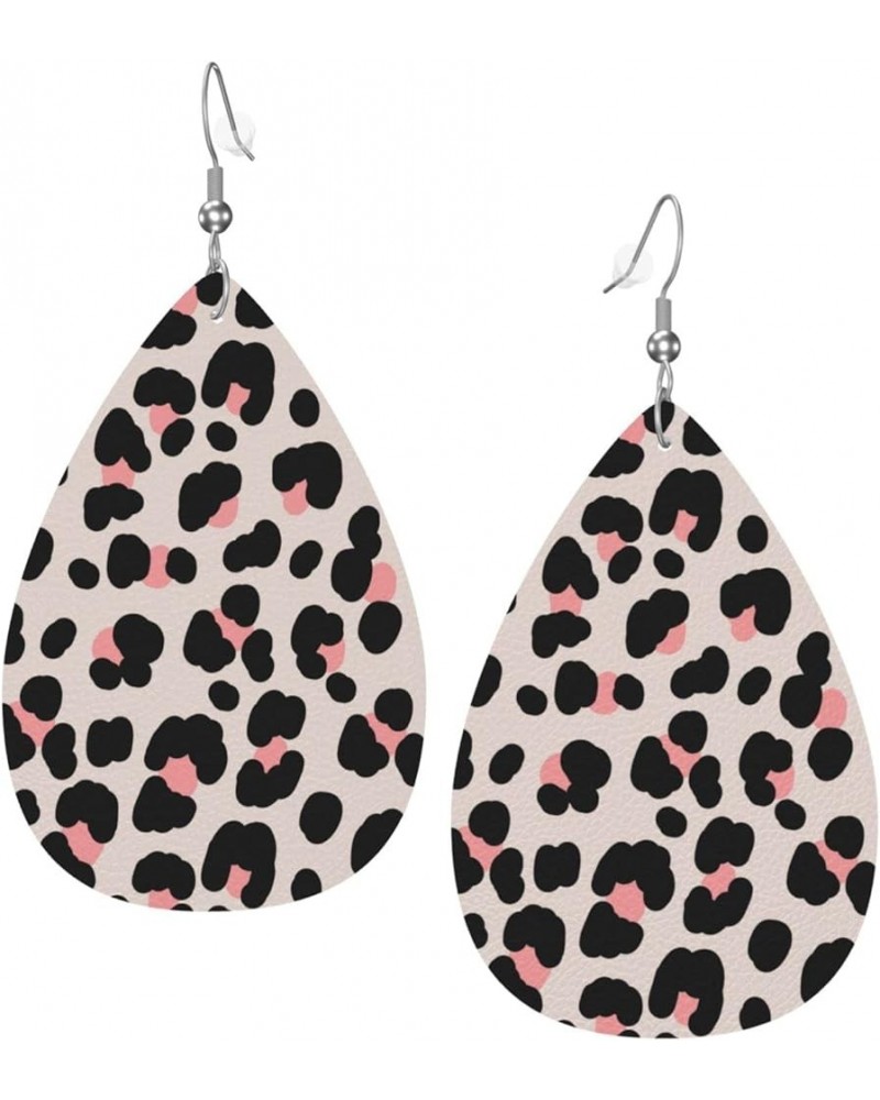 Faux Leather Earrings Wild Leopard Teardrop Dangle Earrings For Women Girls White 9 $7.66 Earrings