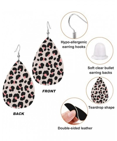 Faux Leather Earrings Wild Leopard Teardrop Dangle Earrings For Women Girls White 9 $7.66 Earrings