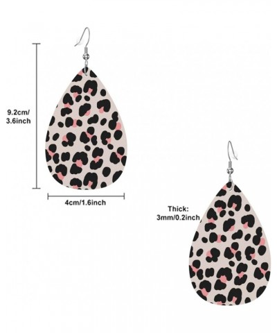 Faux Leather Earrings Wild Leopard Teardrop Dangle Earrings For Women Girls White 9 $7.66 Earrings