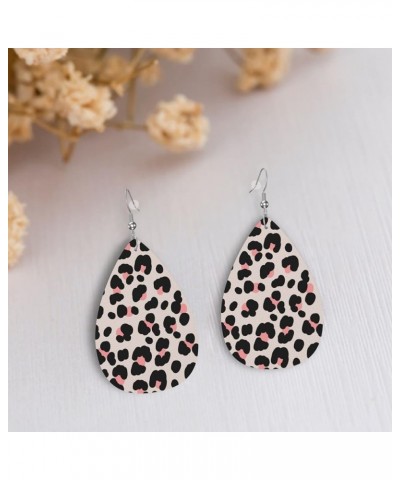 Faux Leather Earrings Wild Leopard Teardrop Dangle Earrings For Women Girls White 9 $7.66 Earrings