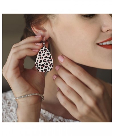 Faux Leather Earrings Wild Leopard Teardrop Dangle Earrings For Women Girls White 9 $7.66 Earrings