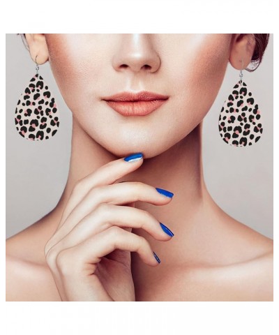 Faux Leather Earrings Wild Leopard Teardrop Dangle Earrings For Women Girls White 9 $7.66 Earrings