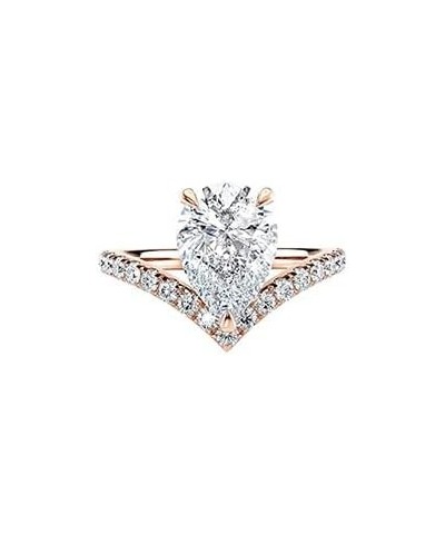 IGI Certified 1 2/5 to 3 2/5 Carat Pear Cut Lab Grown Diamond V Shape Chevron Solitaire Engagement Ring for Women in 14k Gold...