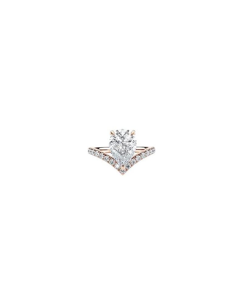 IGI Certified 1 2/5 to 3 2/5 Carat Pear Cut Lab Grown Diamond V Shape Chevron Solitaire Engagement Ring for Women in 14k Gold...