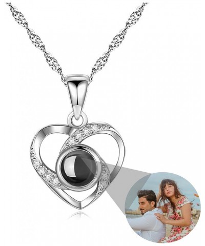 Custom Photo Necklace with Picture Inside, Personalized Heart Photo Necklace, I Love You Necklace 100 Languages Photo Pendant...