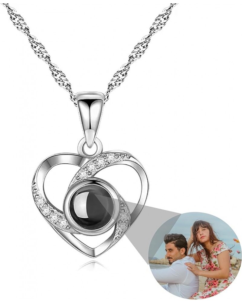 Custom Photo Necklace with Picture Inside, Personalized Heart Photo Necklace, I Love You Necklace 100 Languages Photo Pendant...