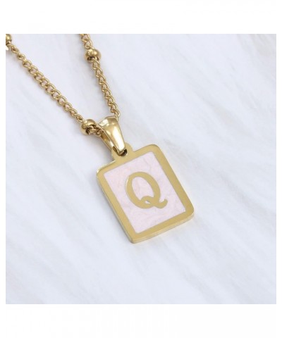 Layered Initial Necklaces for Women 18K Gold Plated Dainty Paperclip Chain Choker Necklace for Her Simple Pink Blue Letter Pe...