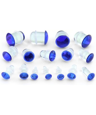 Blue Color Front Single Flare Glass Plugs/Gauges (1 pair - 2 Pieces) 2G (6mm) $9.78 Body Jewelry