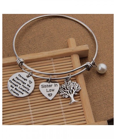 QIIER Sister In Law Bracelet Through Marriage We Became Family Quote Bangle Bracelet Gift for Sister In Law Silver $9.16 Brac...