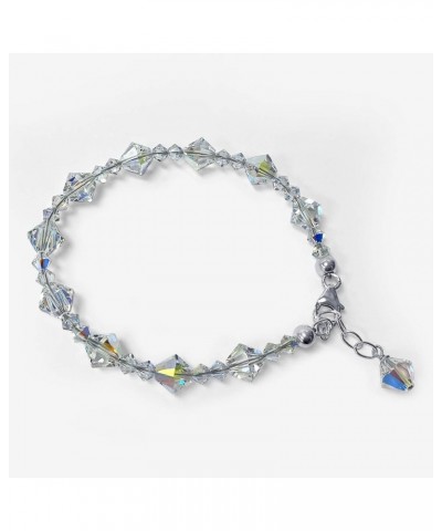 Bicone Shaped Austrian Crystals 925 Sterling Silver 7 to 8 inch Adjustable Bracelet for Women Clear $15.30 Bracelets