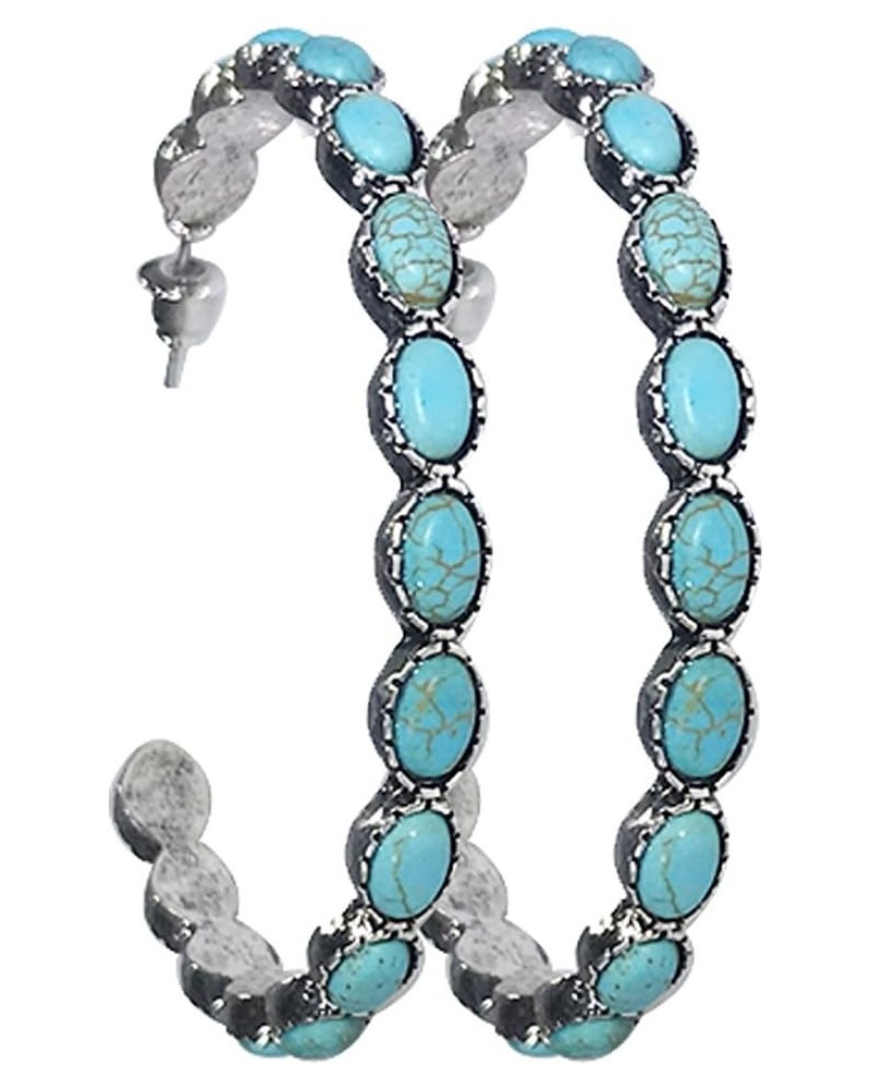 Turquoise Bohemian Metal Hoop Fashion Earring No.195 Turquoise $9.27 Earrings