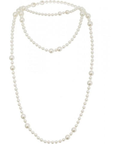 Long Pearl Necklace Faux Pearls Necklace Set Beaded Long Pearls Necklace 1920s Gatsby Costume Jewelry White-5 $7.83 Necklaces