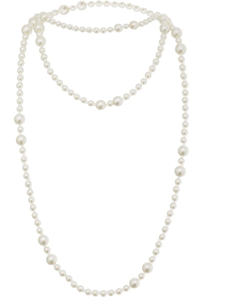 Long Pearl Necklace Faux Pearls Necklace Set Beaded Long Pearls Necklace 1920s Gatsby Costume Jewelry White-5 $7.83 Necklaces