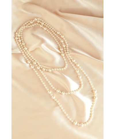 Long Pearl Necklace Faux Pearls Necklace Set Beaded Long Pearls Necklace 1920s Gatsby Costume Jewelry White-5 $7.83 Necklaces