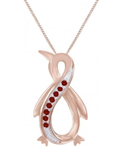 Penguin Infinity Pendant Necklace in 14K Rose Gold Over Sterling Silver Simulated garnet $28.19 Necklaces