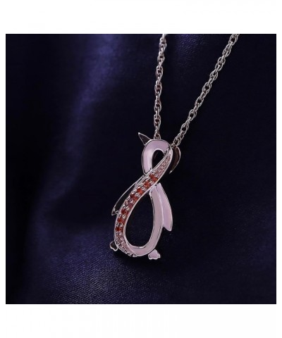 Penguin Infinity Pendant Necklace in 14K Rose Gold Over Sterling Silver Simulated garnet $28.19 Necklaces