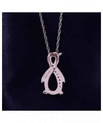 Penguin Infinity Pendant Necklace in 14K Rose Gold Over Sterling Silver Simulated garnet $28.19 Necklaces