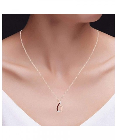 Penguin Infinity Pendant Necklace in 14K Rose Gold Over Sterling Silver Simulated garnet $28.19 Necklaces