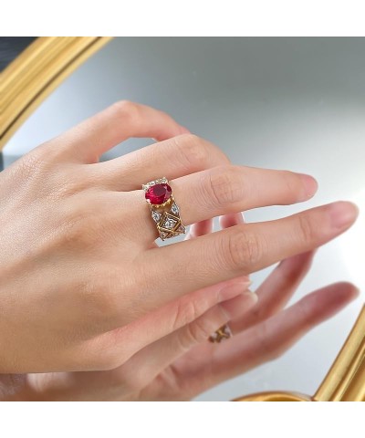 Court Vintage Ruby Ring in 7 * 9mm Size, Classic Ruby Birthstone Jewelry for July. Red $205.36 Rings