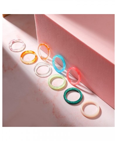 25 Pieces Colorful Resin Rings Set Acrylic Plastic Thin Rings Open Adjustable Band Rings Retro Aesthetic Ring Christmas Valen...