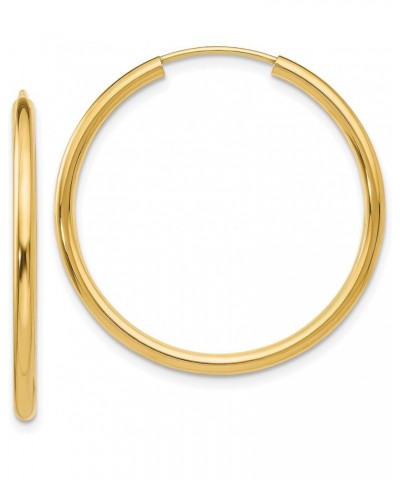 2mm Endless Hoop Earrings Polished in Real 14k Yellow Gold 30mm $156.56 Earrings