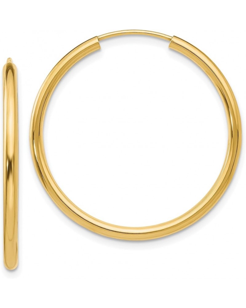 2mm Endless Hoop Earrings Polished in Real 14k Yellow Gold 30mm $156.56 Earrings