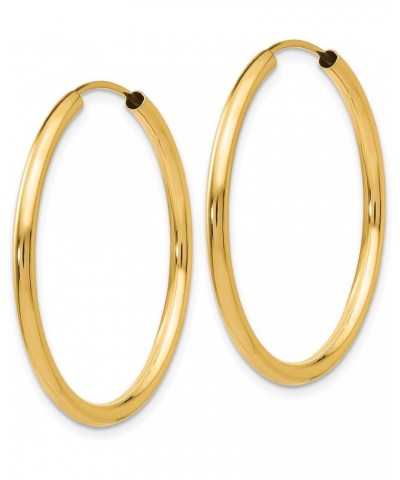 2mm Endless Hoop Earrings Polished in Real 14k Yellow Gold 30mm $156.56 Earrings