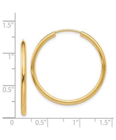 2mm Endless Hoop Earrings Polished in Real 14k Yellow Gold 30mm $156.56 Earrings