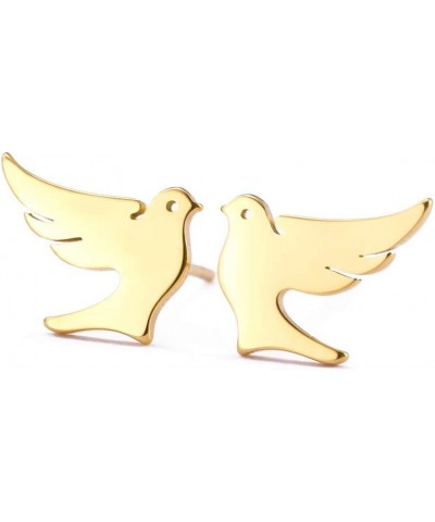 Stainless Steel Dove Stud Earrings Tiny Bird Animal Lucky Jewelry for Women Girls Birthday Gift gold $8.43 Earrings