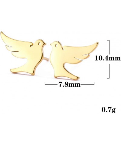 Stainless Steel Dove Stud Earrings Tiny Bird Animal Lucky Jewelry for Women Girls Birthday Gift gold $8.43 Earrings