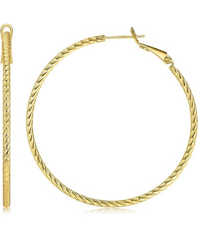 Big Hoop Earrings 14K Gold Plated 925 Sterling Silver Post Lightweight Gold Hoops for Women And Girl 50 Gold $11.20 Earrings