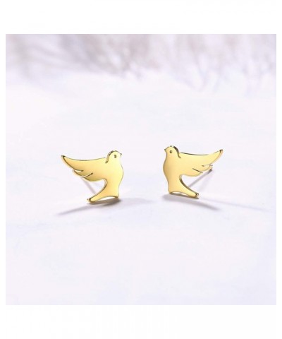 Stainless Steel Dove Stud Earrings Tiny Bird Animal Lucky Jewelry for Women Girls Birthday Gift gold $8.43 Earrings