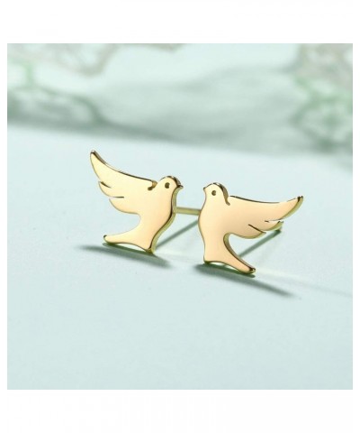 Stainless Steel Dove Stud Earrings Tiny Bird Animal Lucky Jewelry for Women Girls Birthday Gift gold $8.43 Earrings