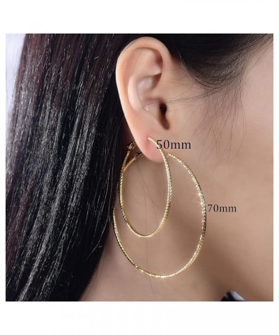 Big Hoop Earrings 14K Gold Plated 925 Sterling Silver Post Lightweight Gold Hoops for Women And Girl 50 Gold $11.20 Earrings