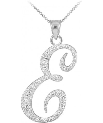 14K White Gold Diamond Accented Dangling Cursive Initial A-Z Charm 4/5" Pendant Necklace - Choice of Letter & Chain Length 20...